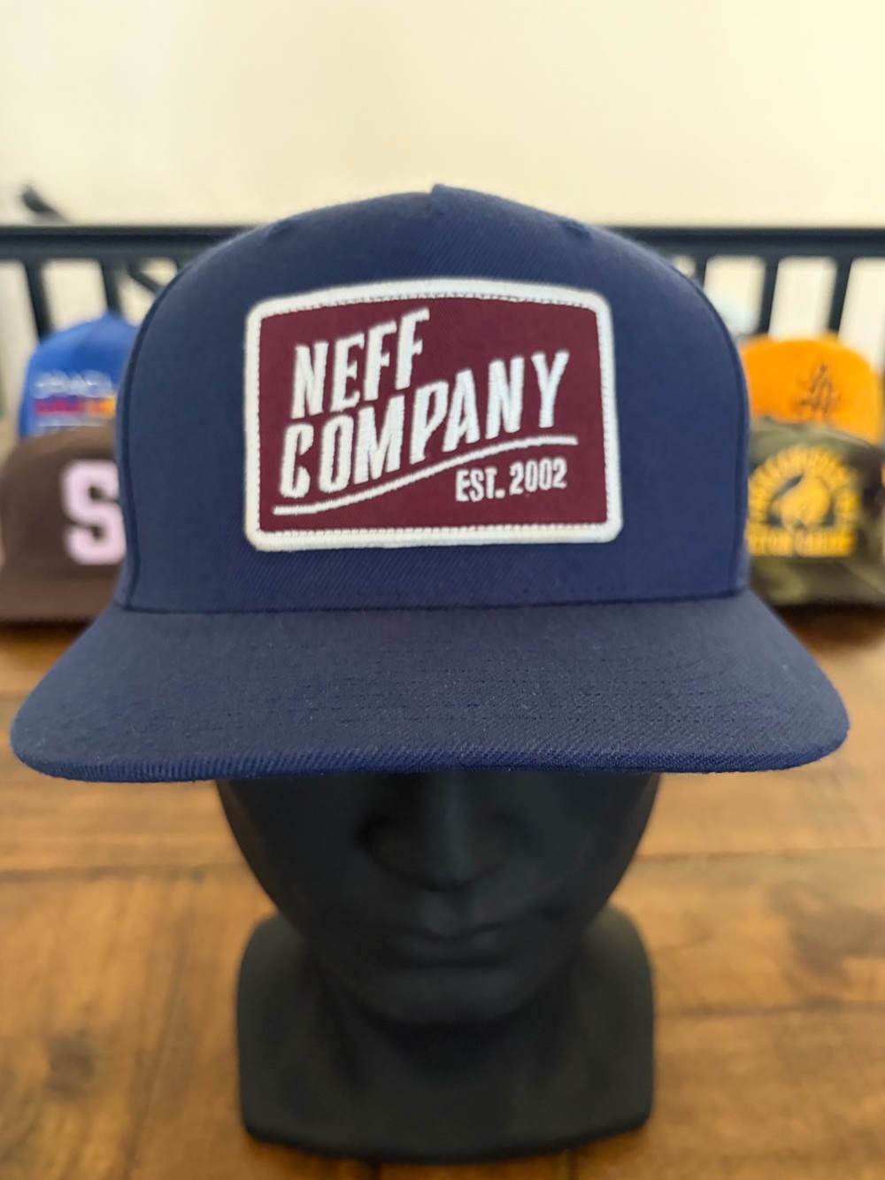 Neff Navy Snapback with Maroon & White Patch